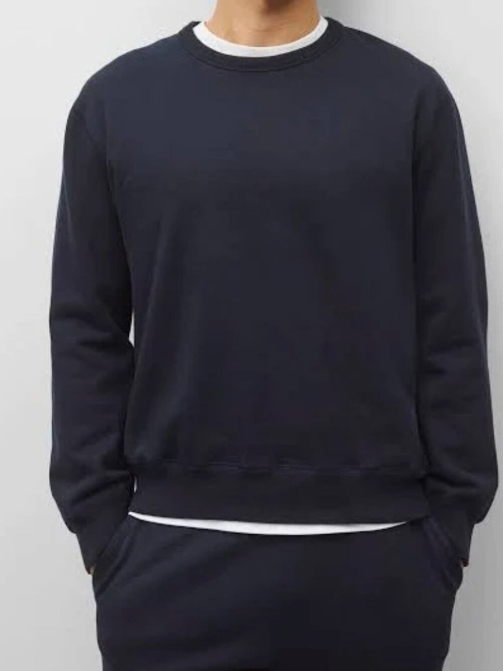 Like Reigning Champ  New Mid-Weight Terry Slim Crew Neck (Navy)